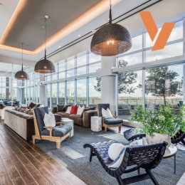 lounge with colorful decor