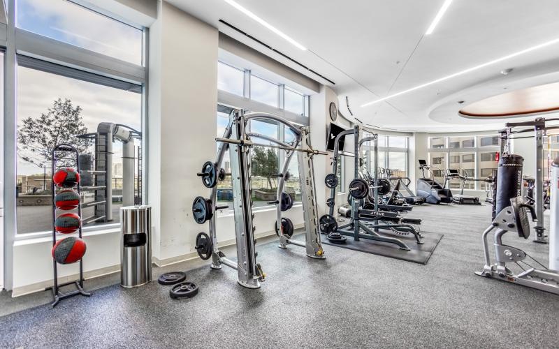a gym with exercise equipment